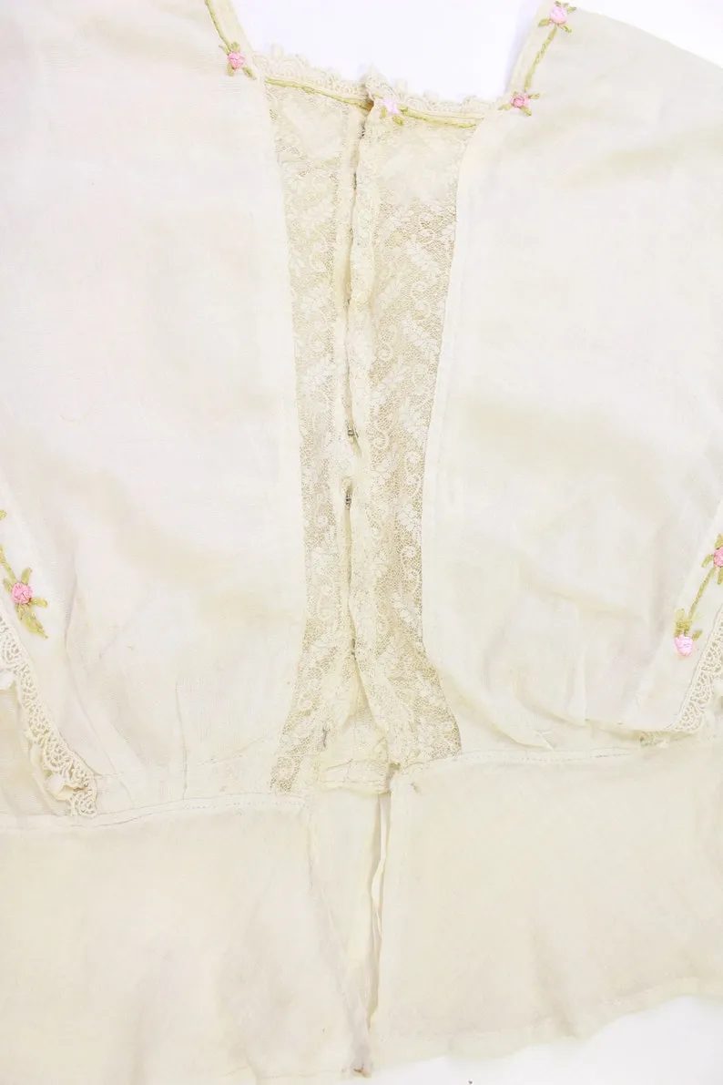 Antique Edwardian Girls Embroidered Cotton Blouse, Bust 28"