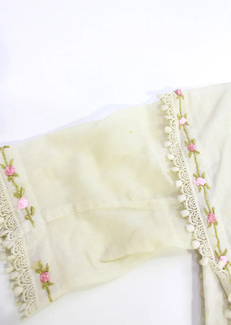 Antique Edwardian Girls Embroidered Cotton Blouse, Bust 28"