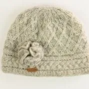 Aran Trellis Design Pullon Hat - Oatmeal