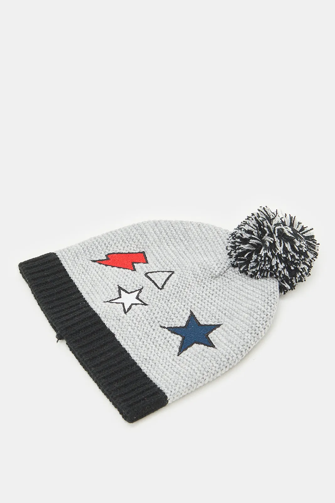 Boys Grey Knitted Cap Set (3 Piece)