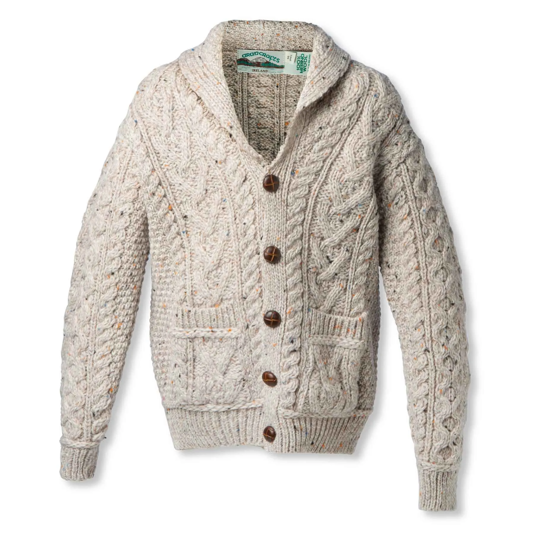 Boys Shawl Collar Cardigan, Oatmeal