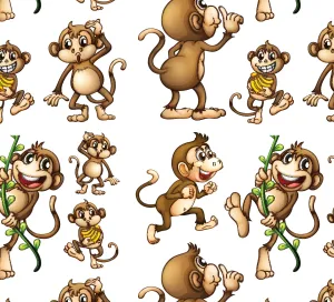 Children's Fabric, Cartoon Monkey Fabric, Cotton or Fleece 3415