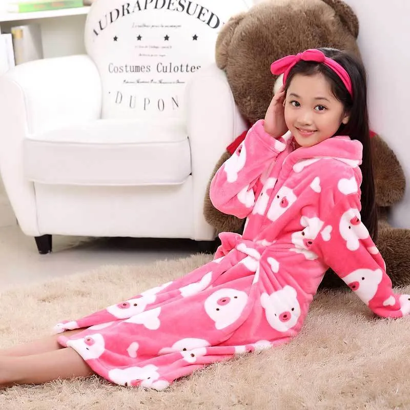 Flannel Children's Nightgown Coral Thicken