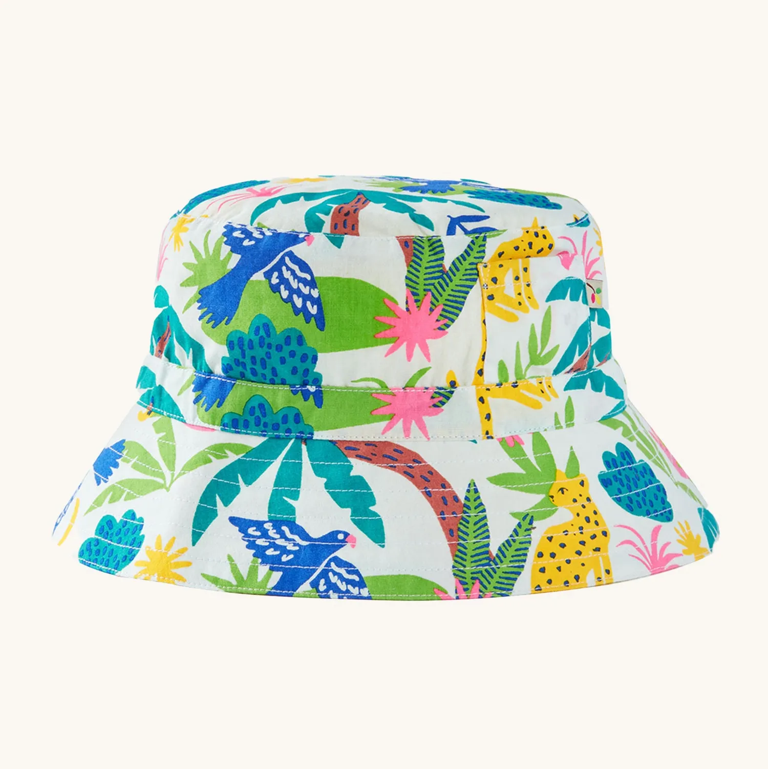 Frugi Rally Reversible Hat - Jaguar Jungle / Seersucker