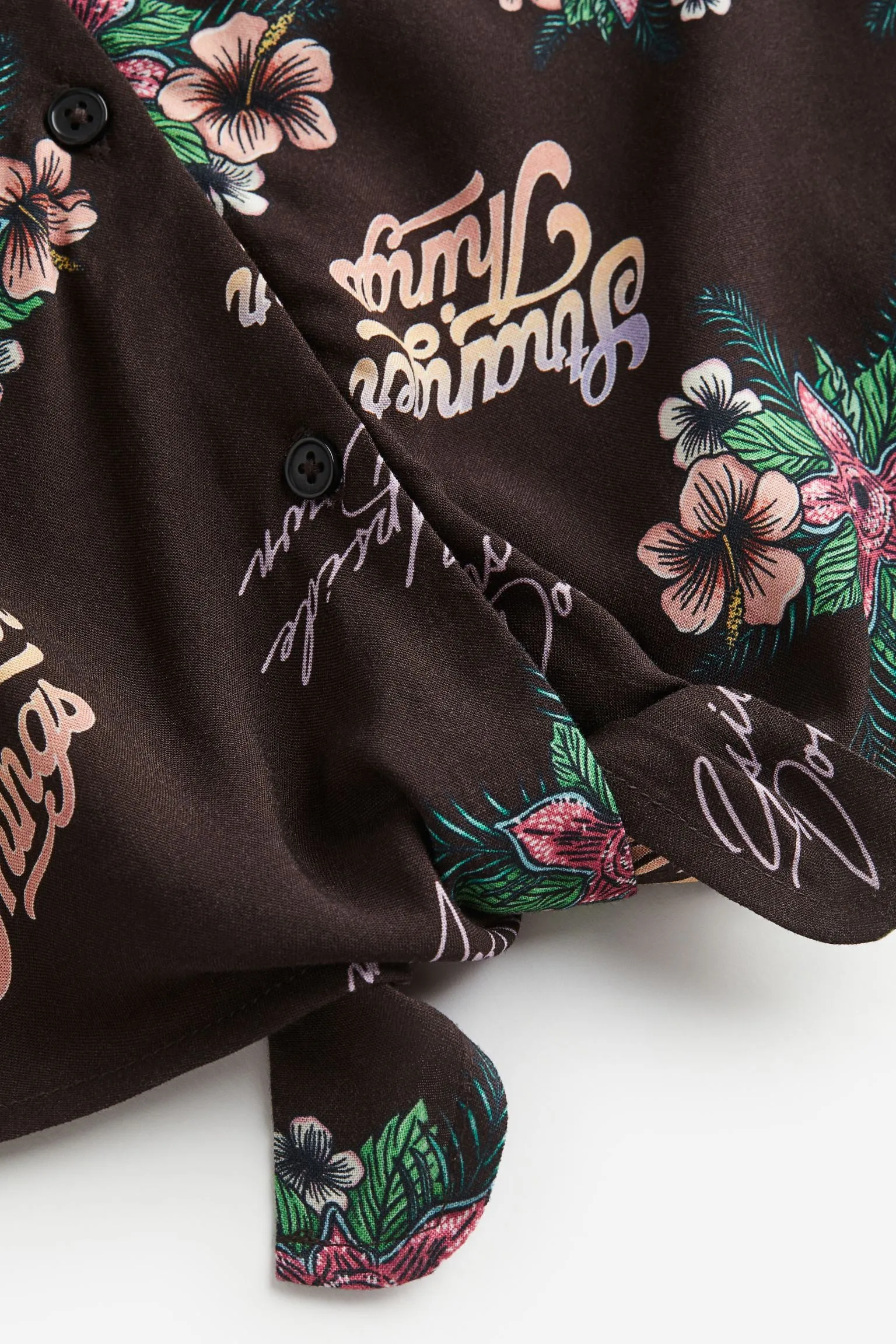 H&M Stranger Things Tie-detail Printed blouse, black