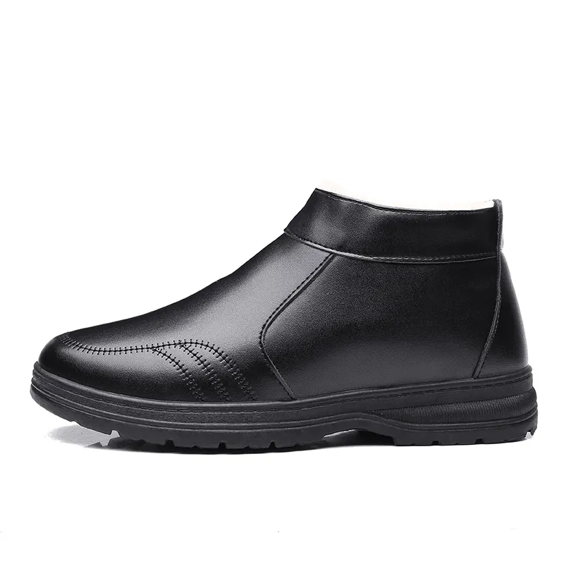 kkboxly kkboxly Men Comfy Microfiber Leather Warm Lined Business Casual Ankle Boots