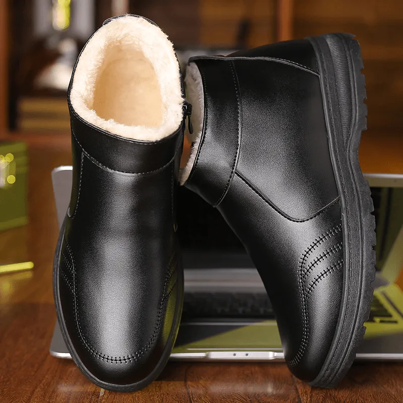 kkboxly kkboxly Men Comfy Microfiber Leather Warm Lined Business Casual Ankle Boots