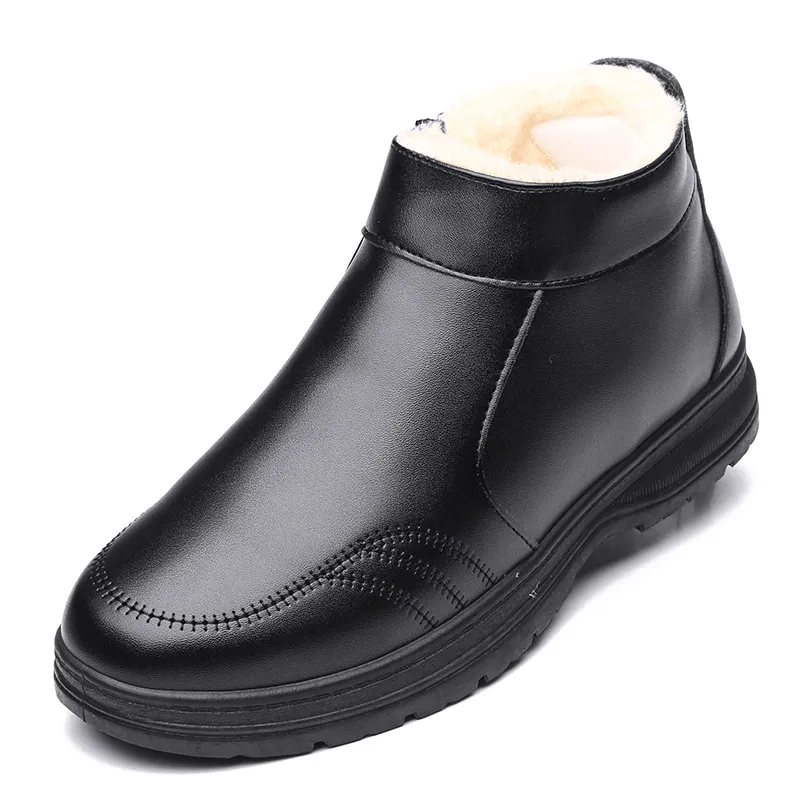 kkboxly kkboxly Men Comfy Microfiber Leather Warm Lined Business Casual Ankle Boots