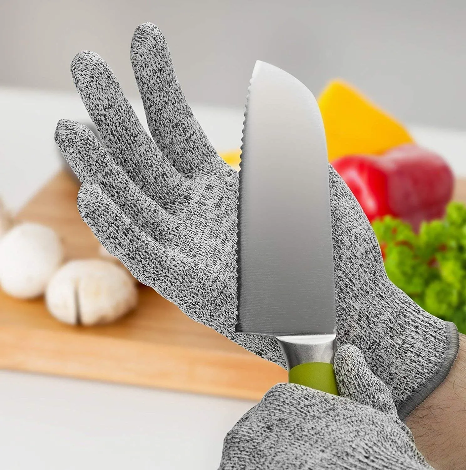 Knife Cut Resistant Nylon, Hand Safety Gloves for Kitchen, Industry, Sharp Items, Gardening,