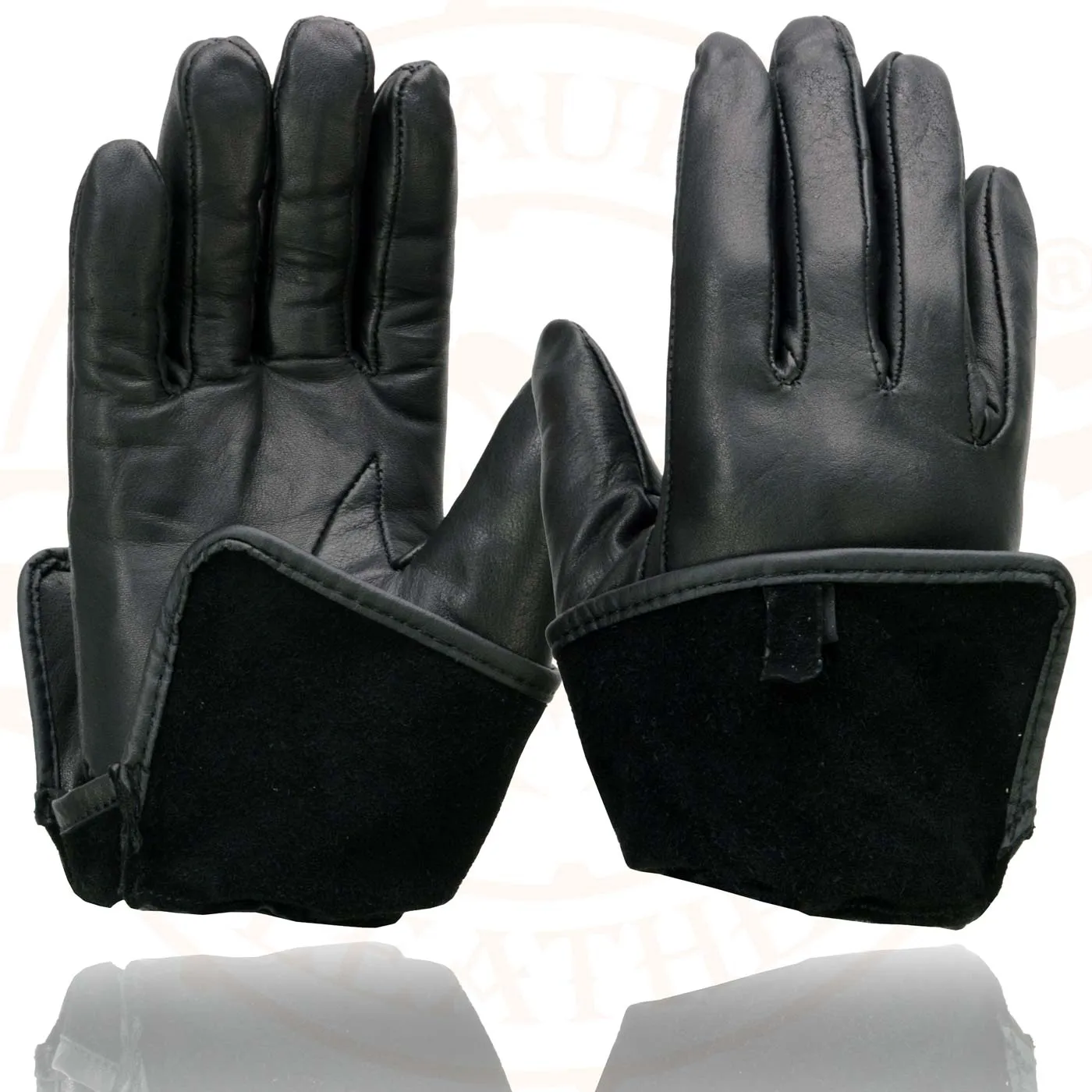 Milwaukee Leather MG7725 Women's Black Leather Gauntlet Motorcycle Gloves w/ Wrist Strap Closure