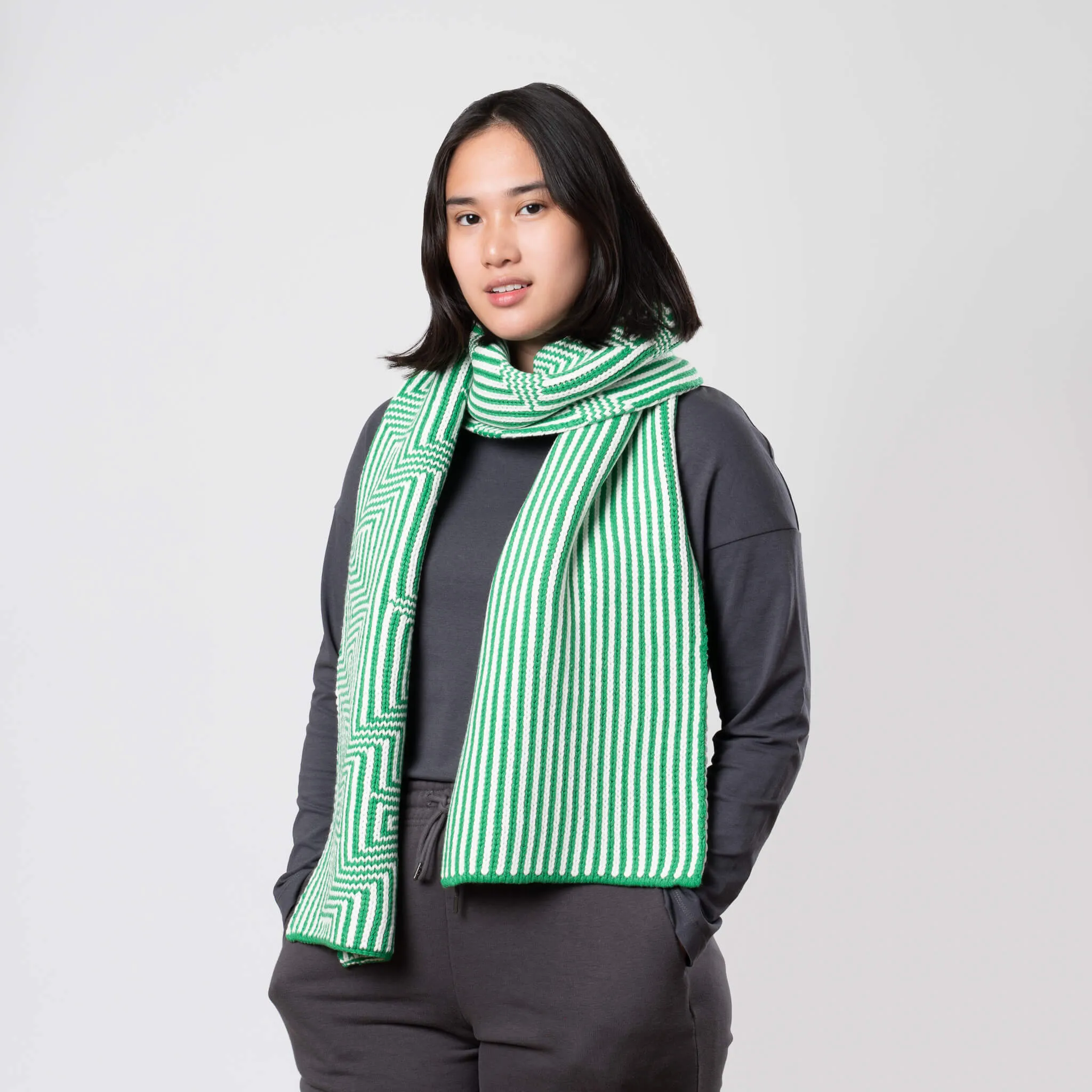 Optical Stripe Big Knit Scarf