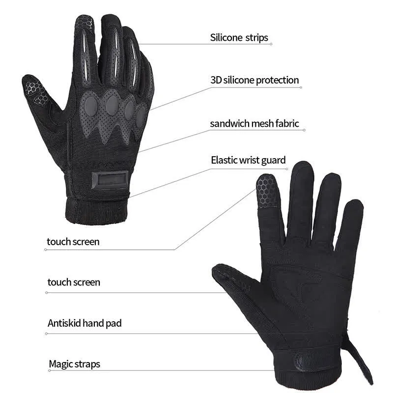 Outdoor Mountaining Full Finger Black Tactical Gloves