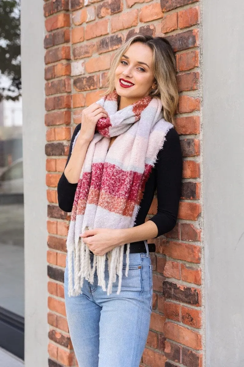 Oversized Stripe Tassel Scarf