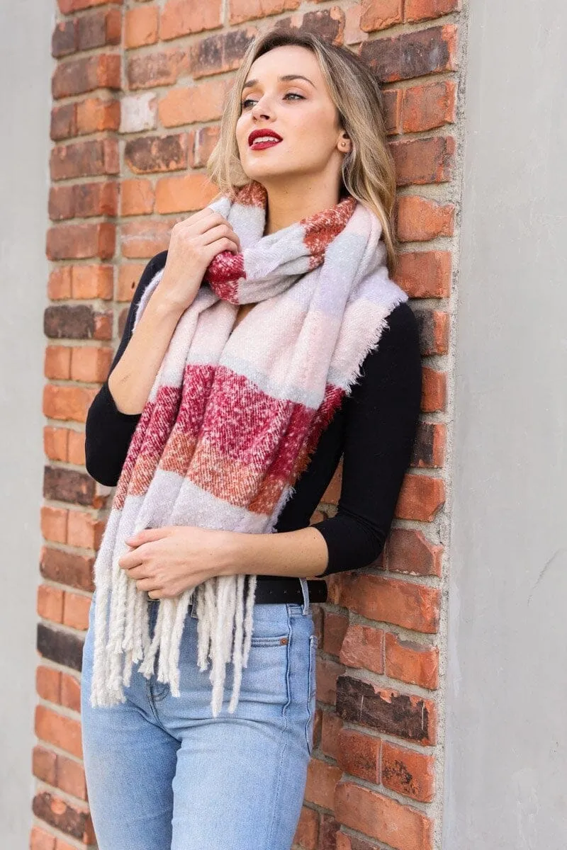 Oversized Stripe Tassel Scarf