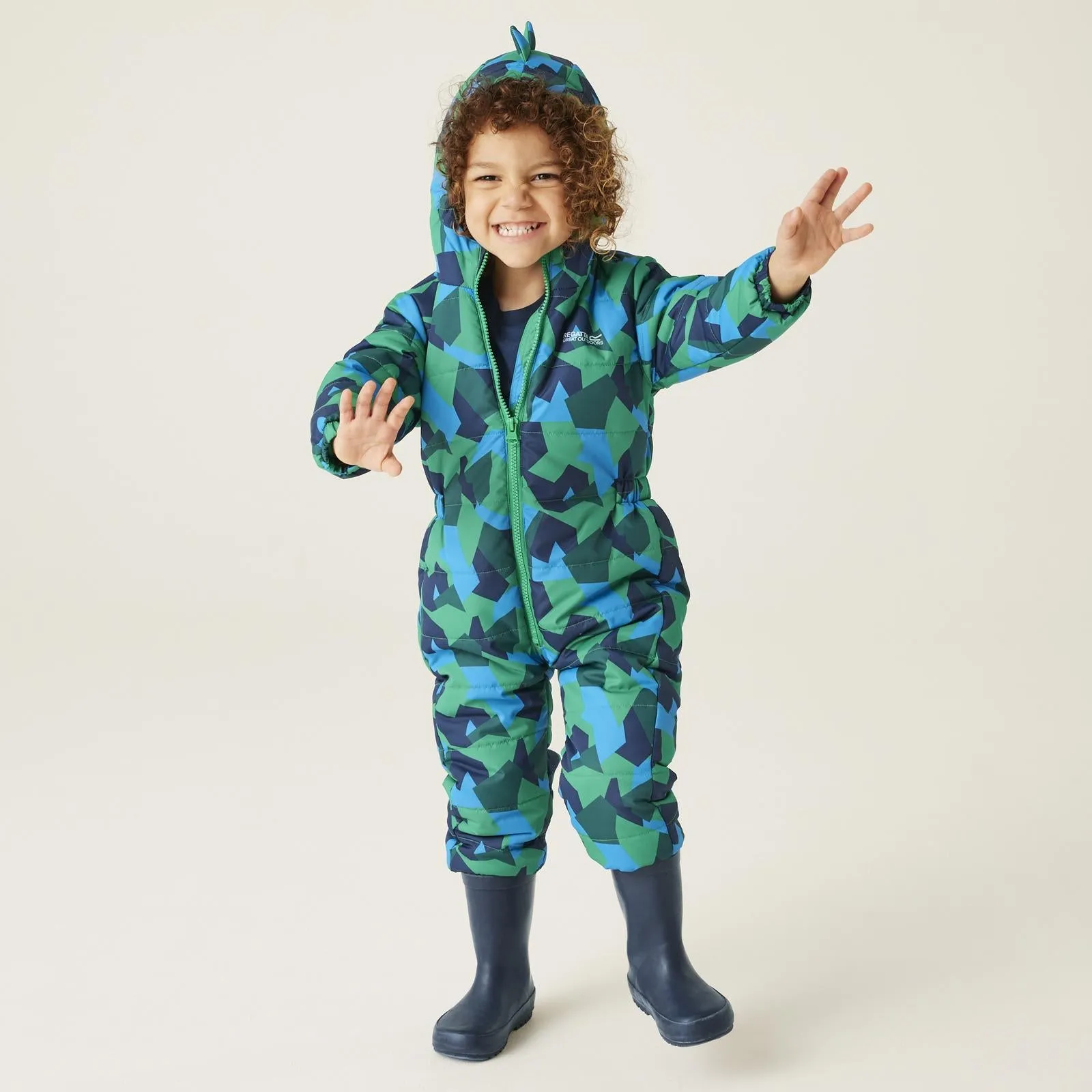 Regatta Kids Penrose Fullzip Insulated Fleece Lined Hood Puddle Suit