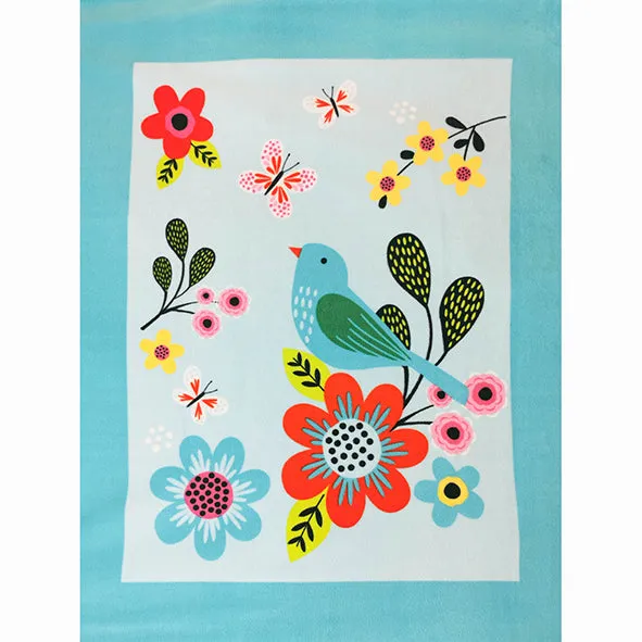 Spring Flowers & Birds Printed Polar Fleece Design 14 - 1.28M Panel