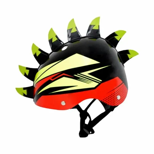 STREETJAM Finhawk Open Face Sports Helmet for Kids, Hard PP Outer Shell, EPS Inner Comfort Linner case, Adjustable Strap & Adjuster Dial, Unisex Helmet for Cycling(8-13 Years, Black (Green, Red)