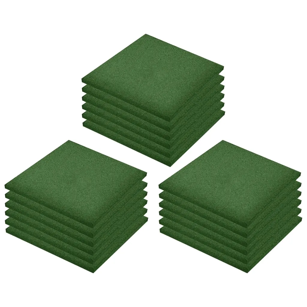 vidaXL Fall Protection Tiles 18 pcs Rubber 50x50x3 cm Green