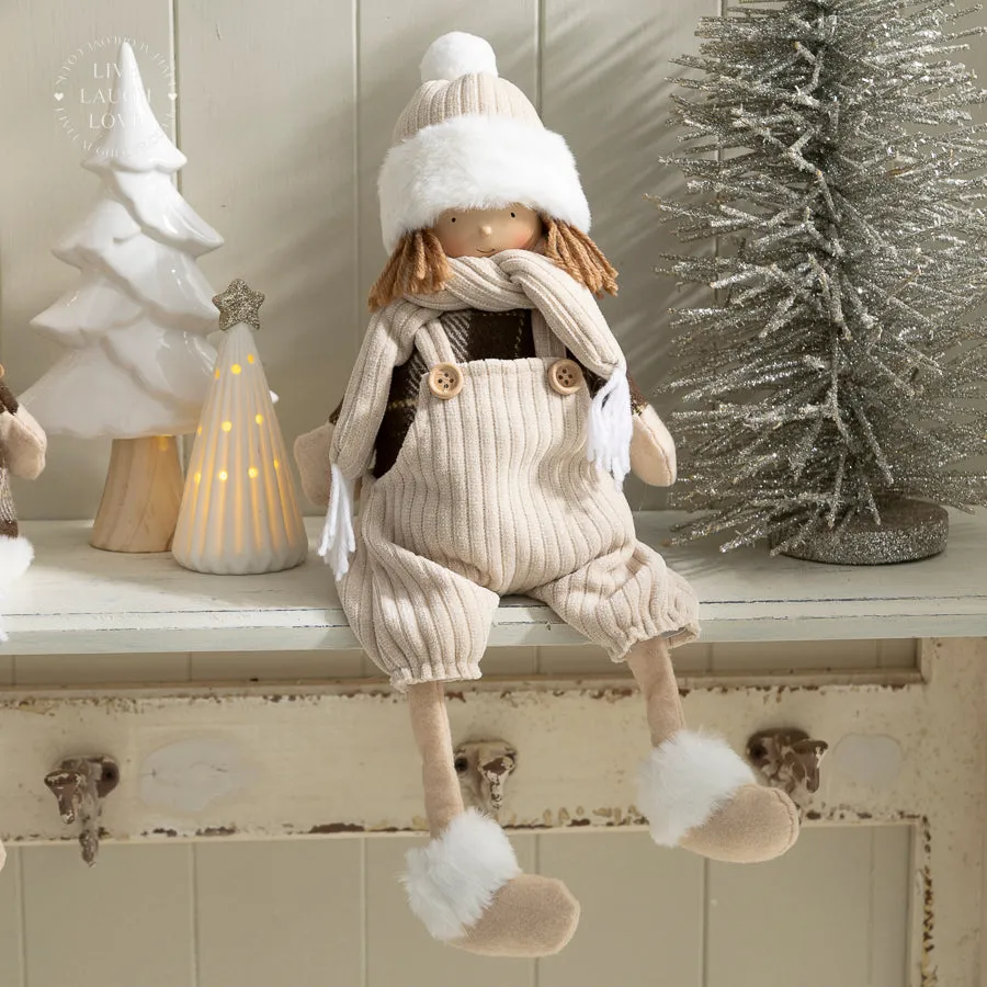 Winter Boy / Girl Shelf Sitter with Cozy Hat and Scarf