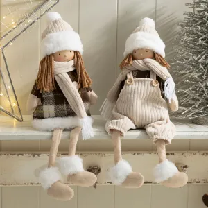 Winter Boy / Girl Shelf Sitter with Cozy Hat and Scarf